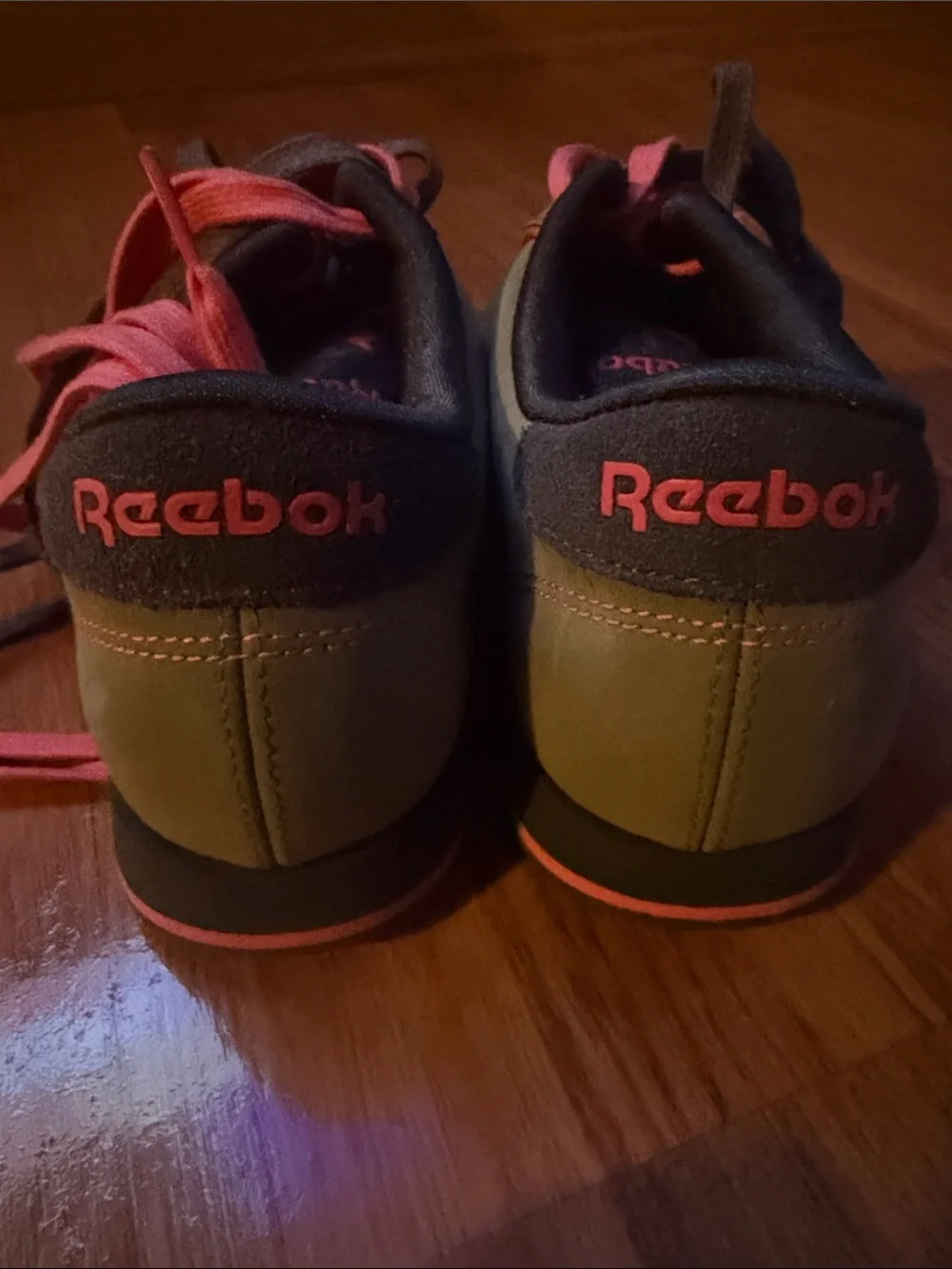 Reebok Green Sneakers with Pink Trim